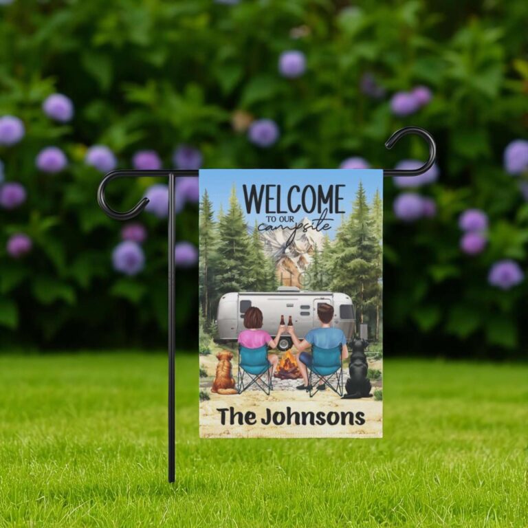 Camping Couple Gift Flag Personalized Camp Banner for Outdoor Lovers