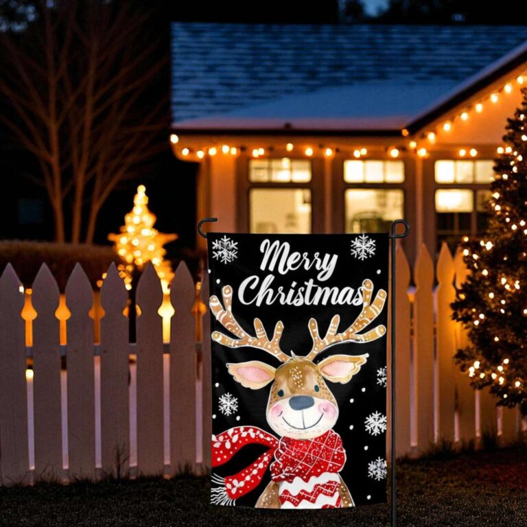 Christmas Reindeer Garden Flag - Whimsical Sublimation Design