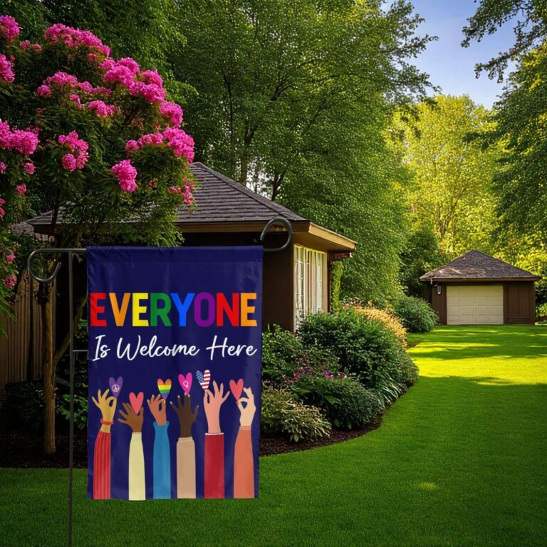 Everyone Is Welcome Garden Flag | LGBTQ Pride Flag