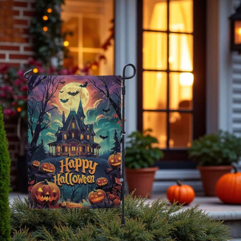 Halloween Garden Flag Haunted House Porch Decor - Spooky Outdoor Style