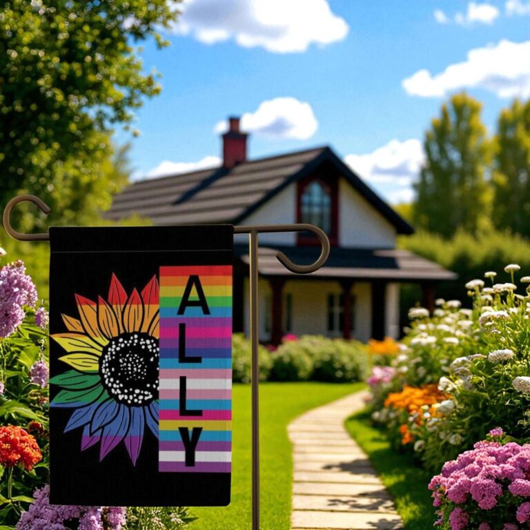 LGBTQ+ Pride Garden Flag - Vibrant Rainbow Sunflower Decor