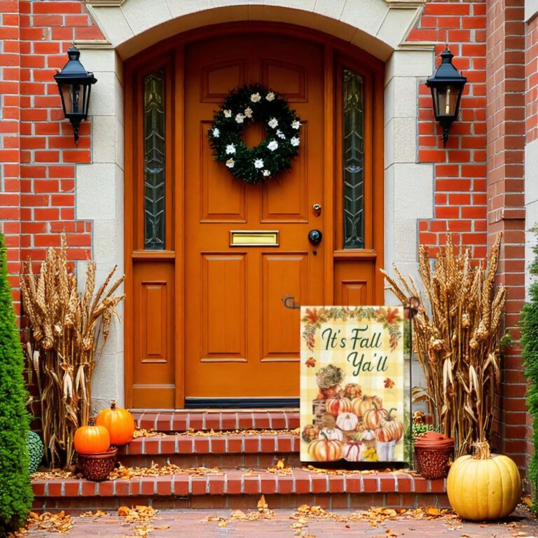 Pumpkin Garden Flag for Fall | Rustic Outdoor Autumn Banner