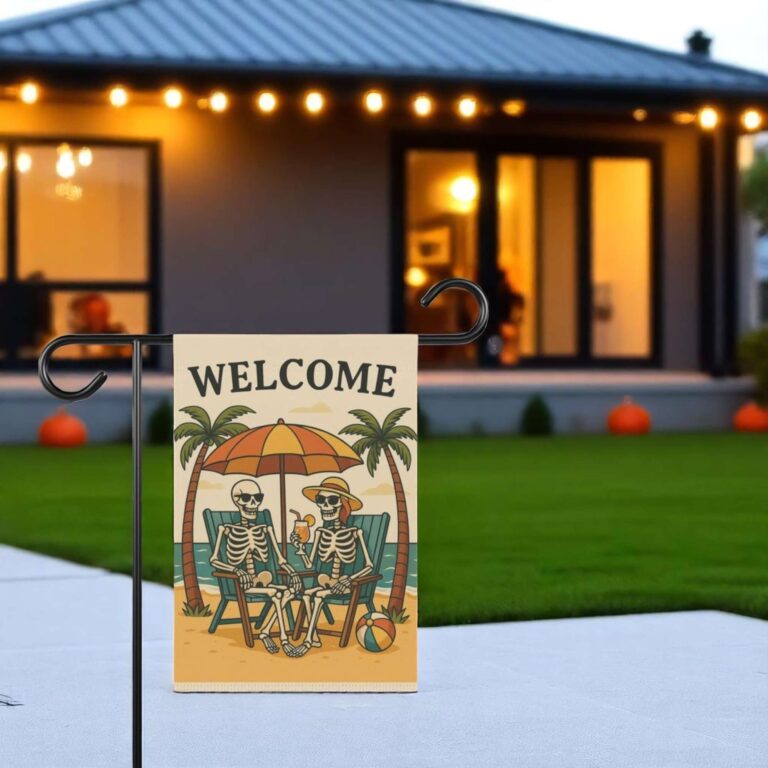 Skeleton Garden Flag for Halloween Yard Decor