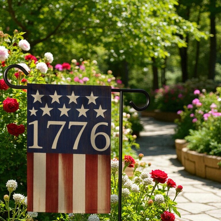 1776 Patriotic Garden Flag, Rustic USA Outdoor Decor
