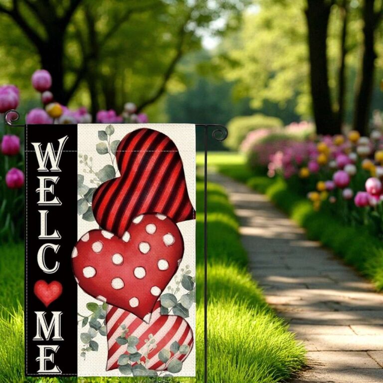 Anniversary Garden Flag with Rustic Heart | Outdoor Yard Decor