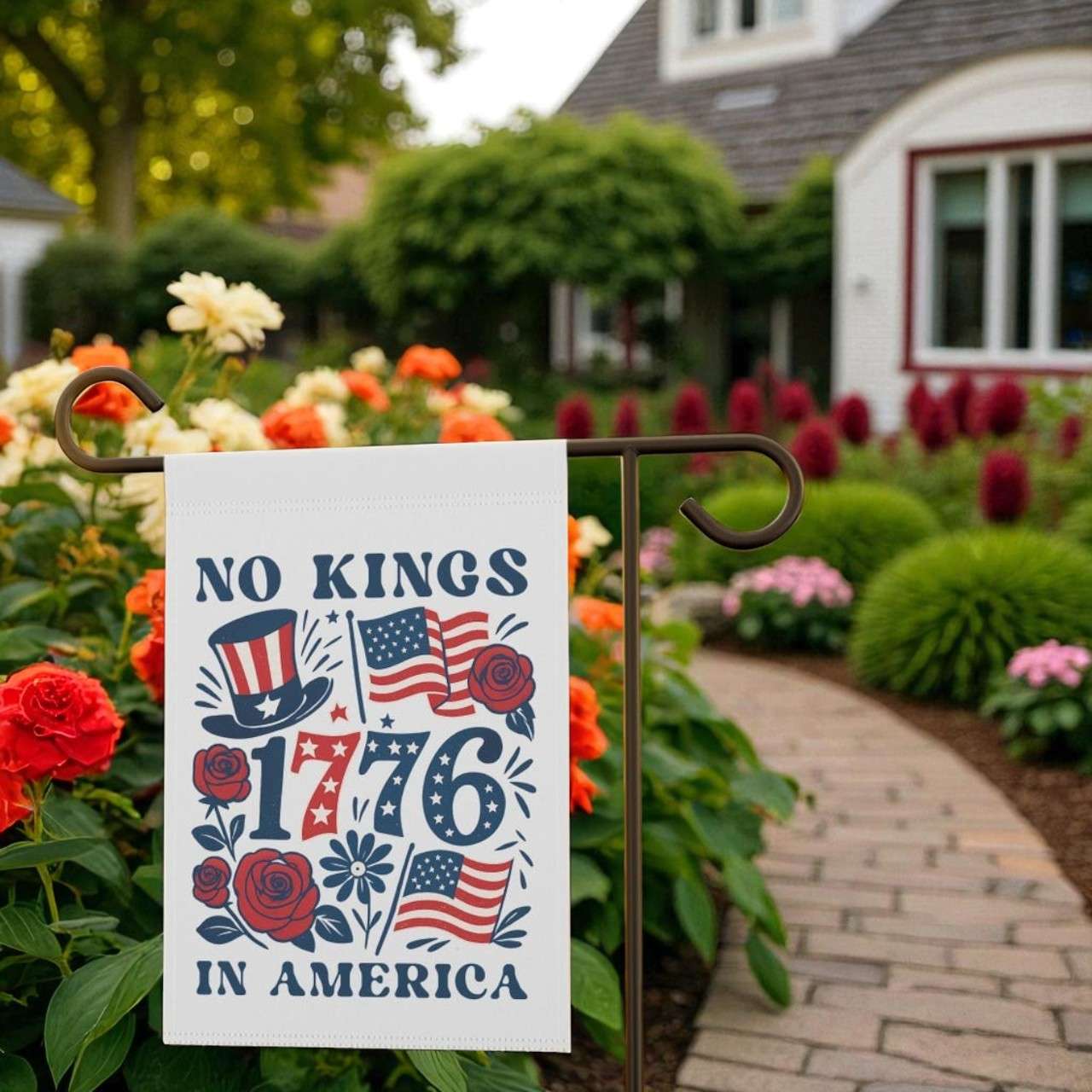 Anti-Trump Yard Sign, Democratic Garden Flag for 4th of July