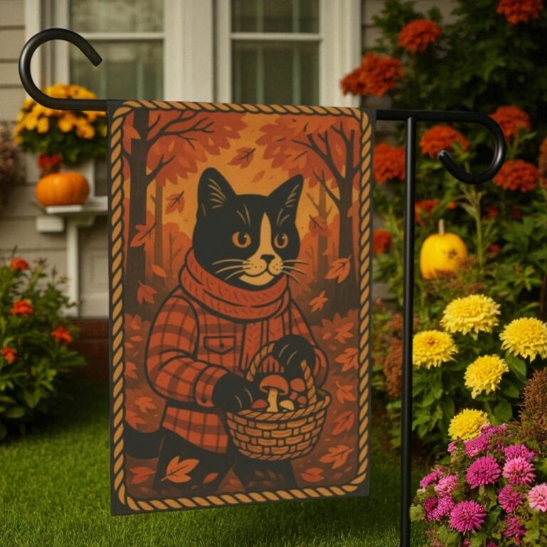 Autumn Cat Garden Flag, Thanksgiving Yard Decor