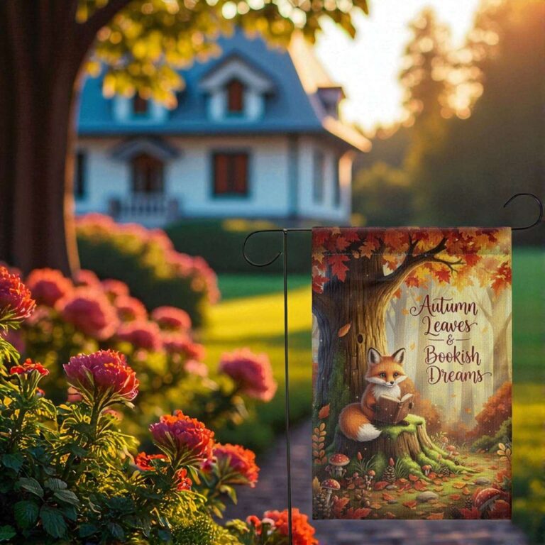 Autumn Fox Garden Flag Cozy Fall Yard Decor for Outdoors