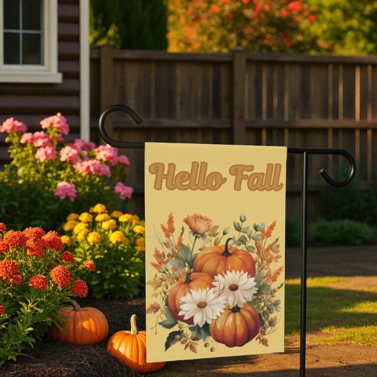 Autumn Garden Banner, Fall Pumpkin Sign