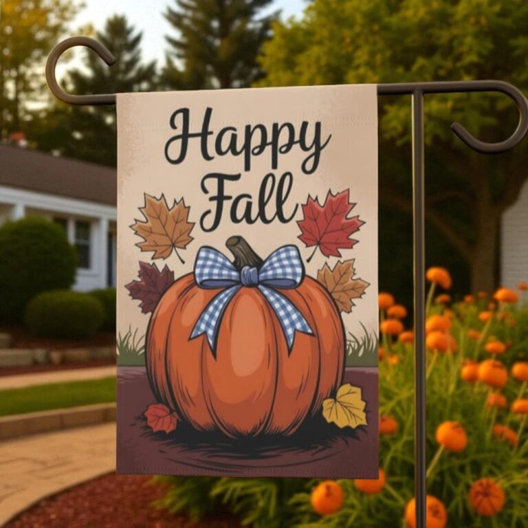 Autumn Garden Flag, Fall Yard Decor with Pumpkin