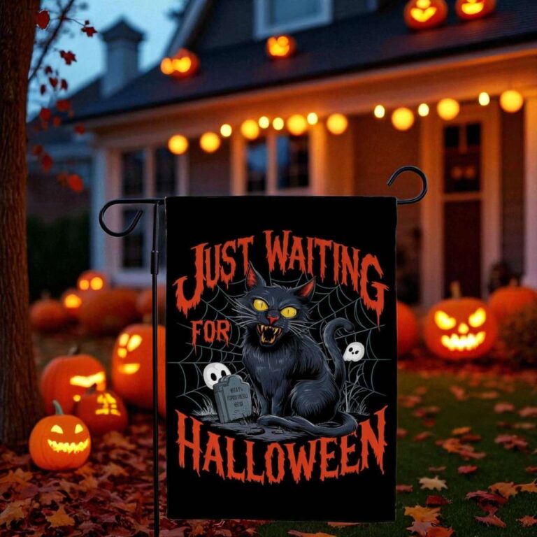 Black Cat Halloween Flag Durable Spooky Fall Decoration