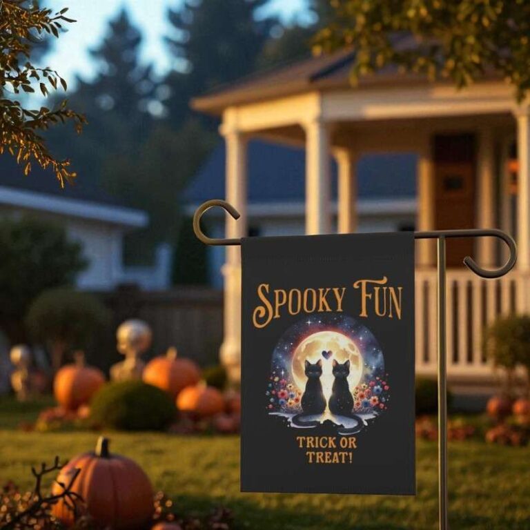 Black Cats Garden Flag for Halloween Yard Decoration