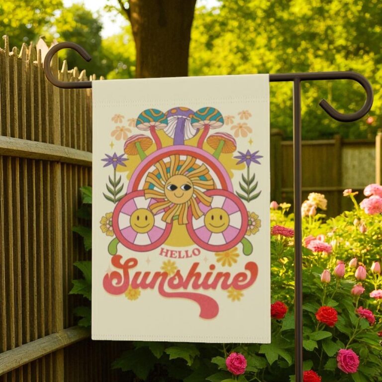 Boho Sun Garden Flag, Retro Hippie Outdoor Decor