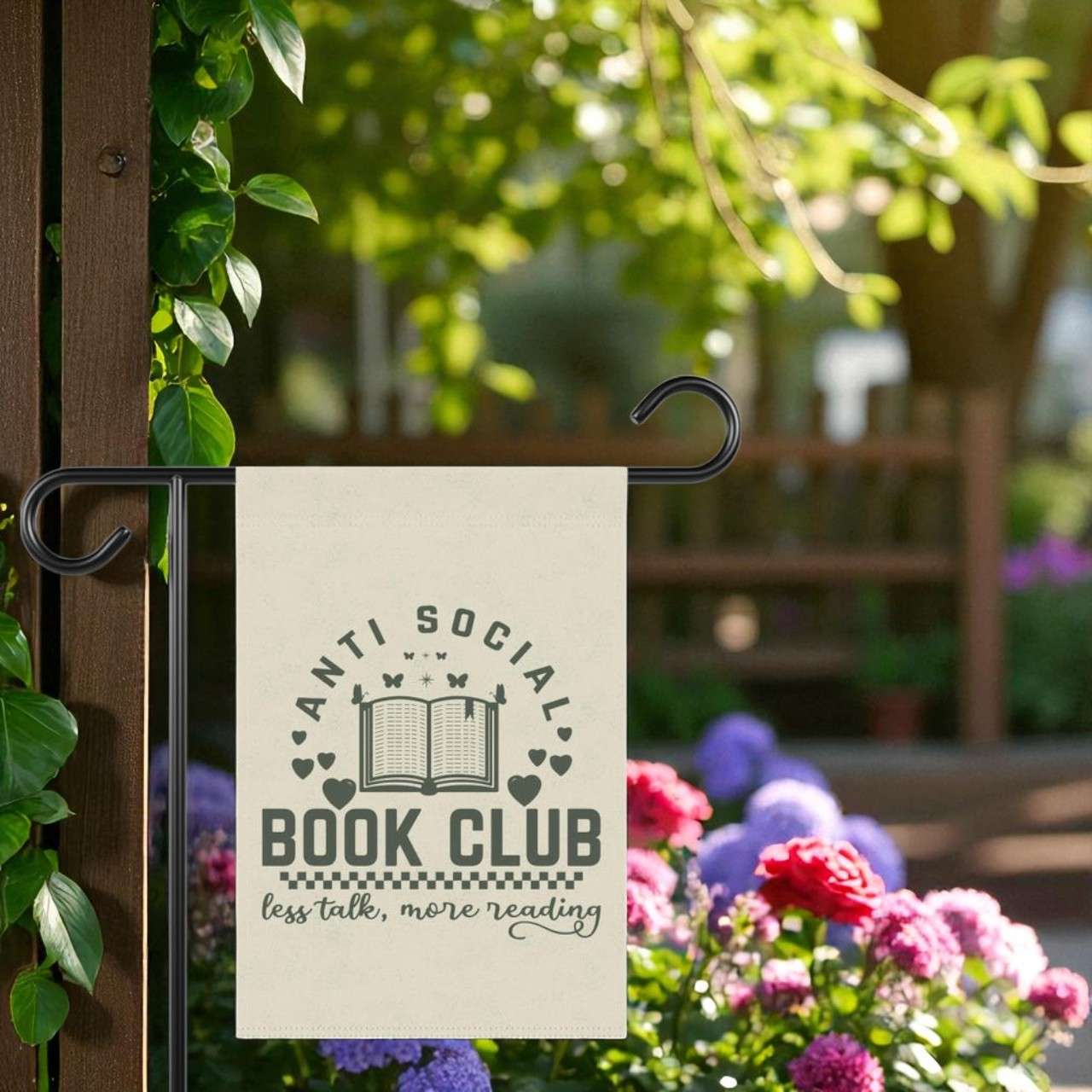 Book Club Garden Flag, Introvert Yard Decor