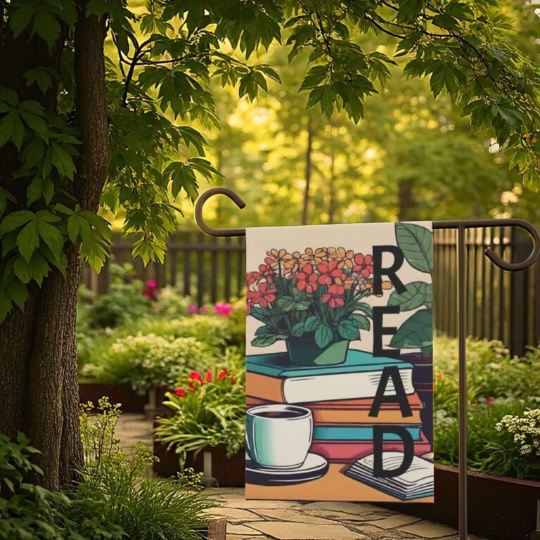 Book Garden Flag for Readers | Cozy Outdoor Library Decor