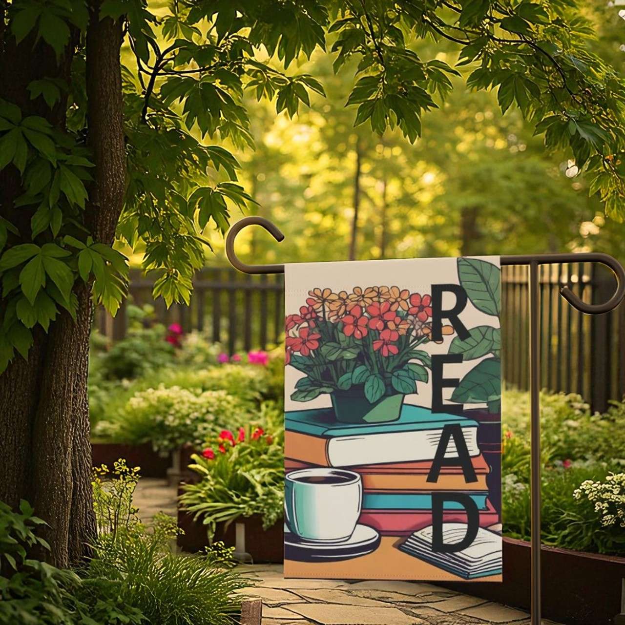 Book Garden Flag, Reader Gift for Yard or Library Decor