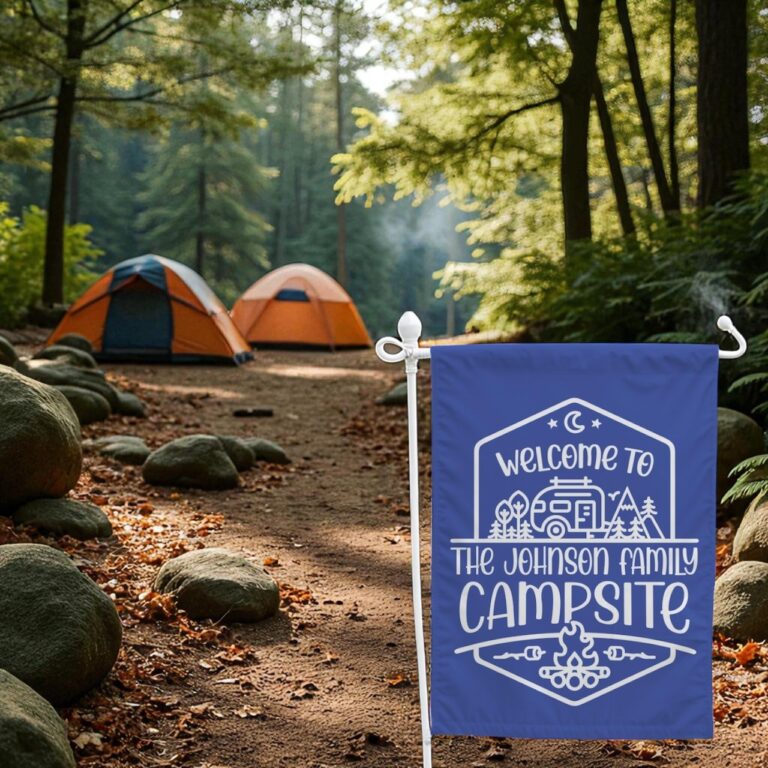 Campground Garden Flag, Personalized Camper Sign