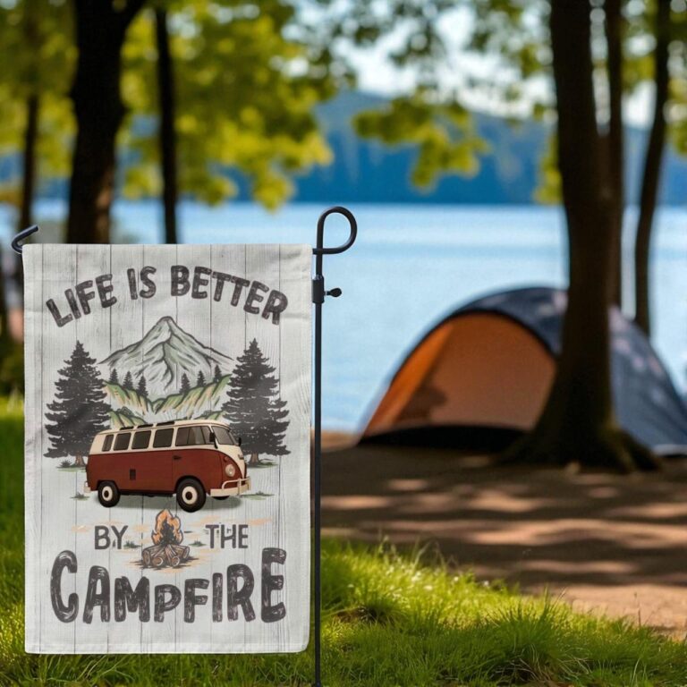 Camping Garden Flag, Personalized Campfire Welcome Flag