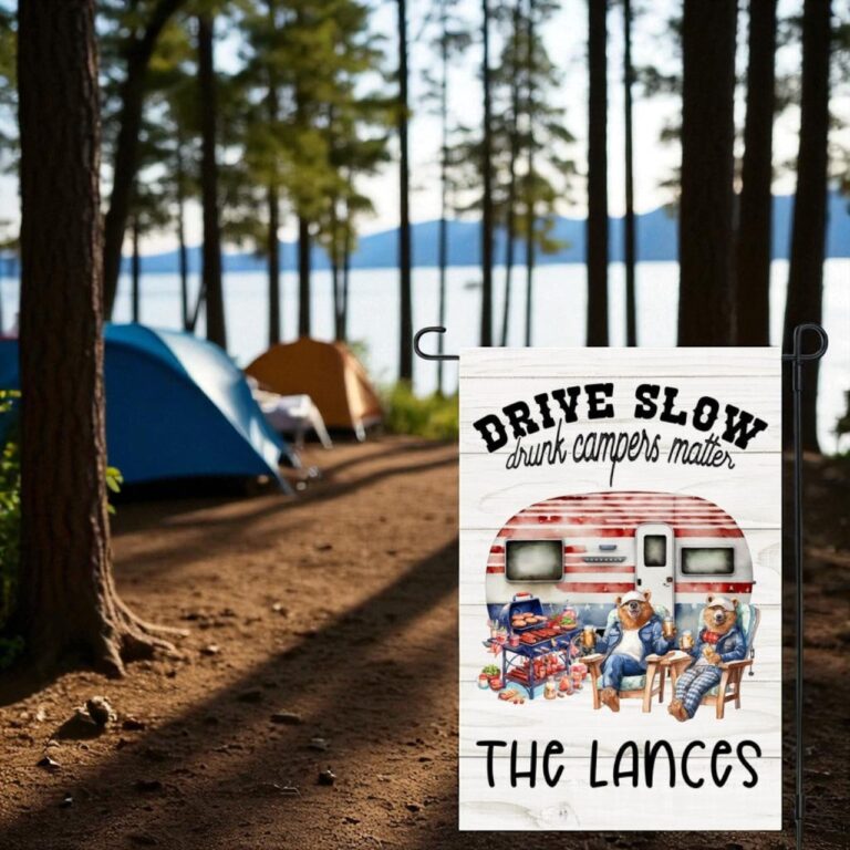 Camping Garden Flag, Personalized RV Life Decor