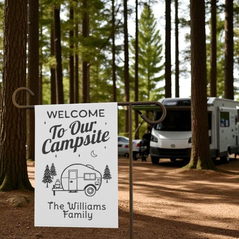 Camping Trailer Banner, Personalized Garden Flag
