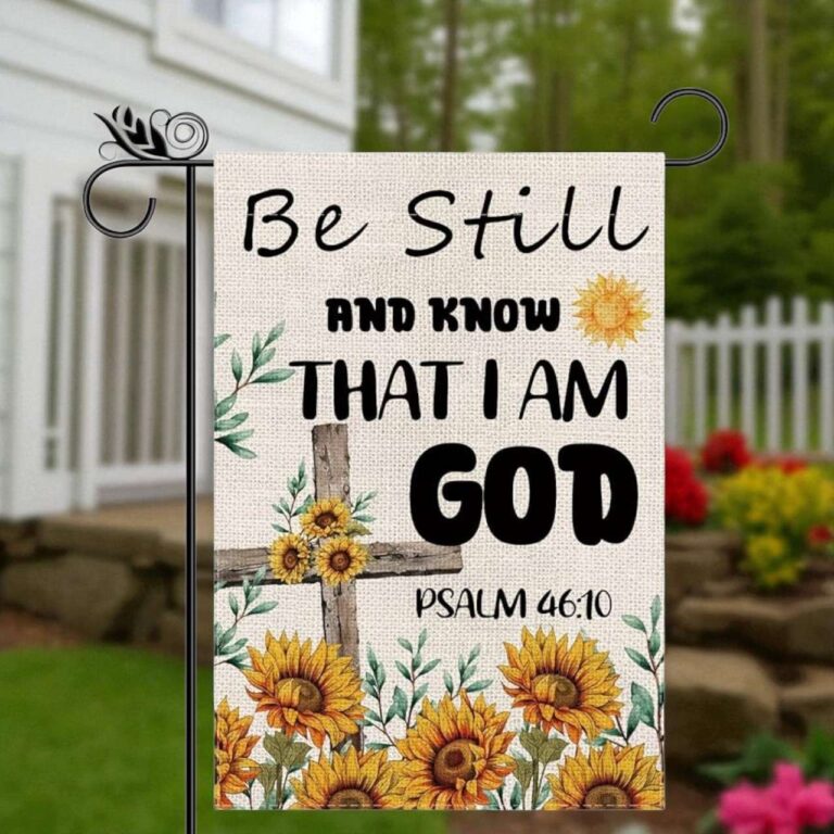 Christian Garden Flag with Sunflower Cross for Outdoor Decor