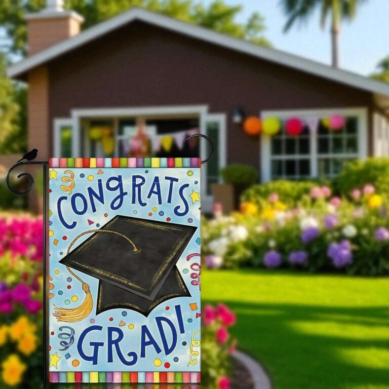 Congrats Grad Garden Flag | Durable Graduation Cap Yard Flag