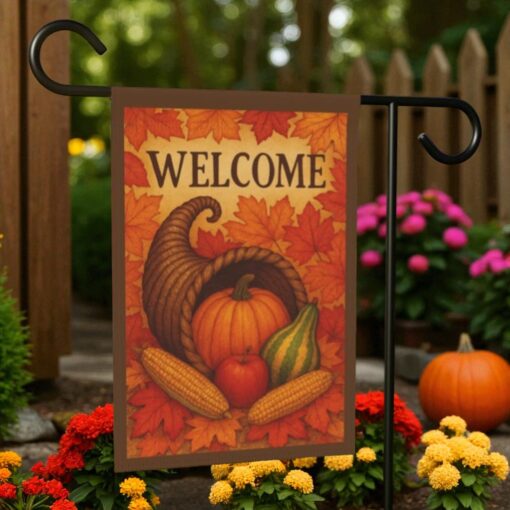 Cornucopia Fall Garden Flag, Autumn Harvest Decor