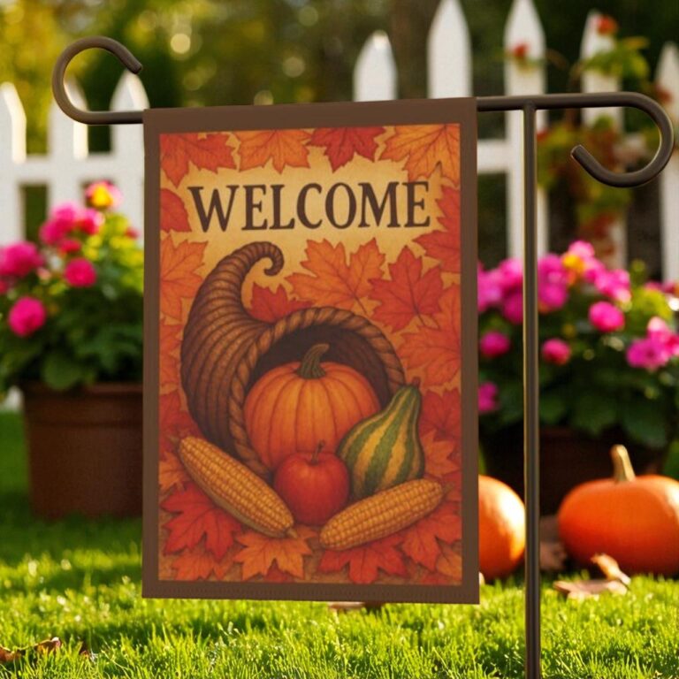 Cornucopia Fall Garden Flag, Autumn Harvest Decor