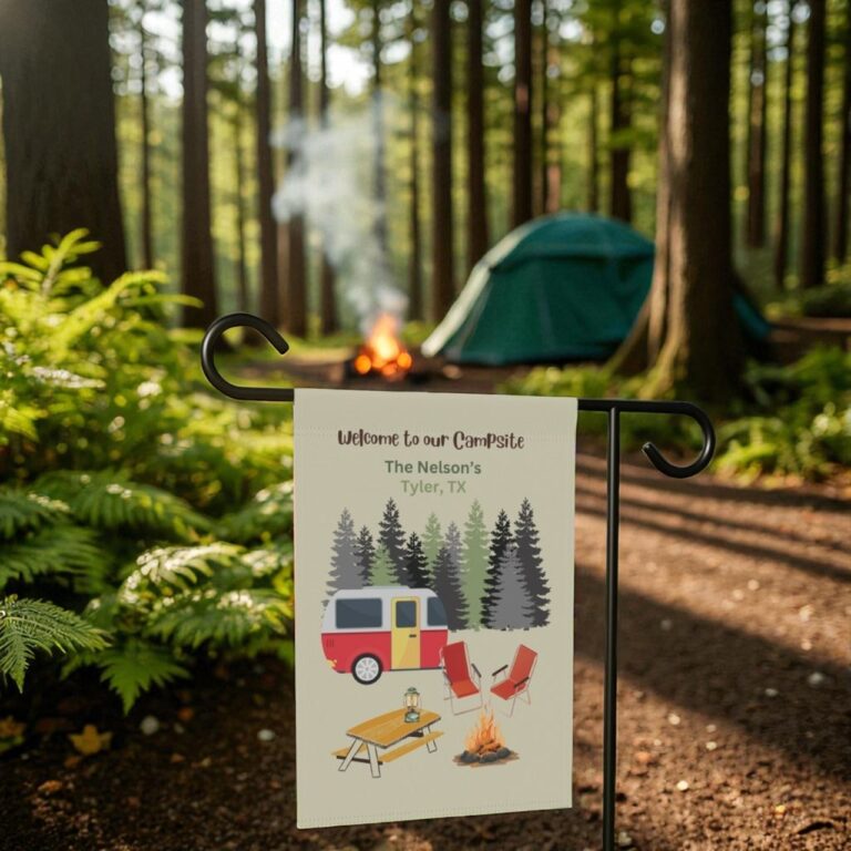 Custom Campsite Garden Flag, Personalized Camping Gift