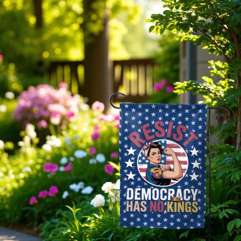 Democracy Has No Kings Garden Flag Anti Trump MAGA Statement