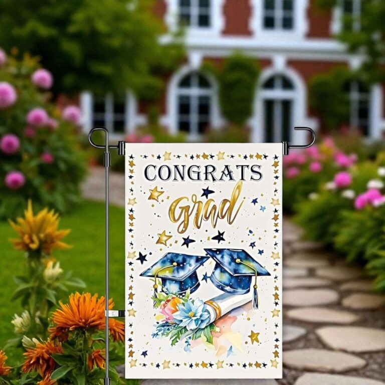 Diploma Cap Garden Flag - Durable Graduation Yard Decoration
