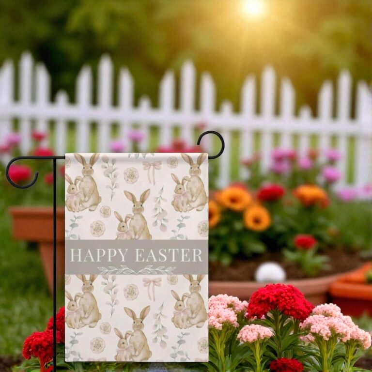 Easter Bunny Garden Flag, Personalized Porch Decor Flag
