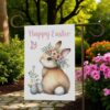 Happy Easter Flag, Boho Bunny Yard Decor