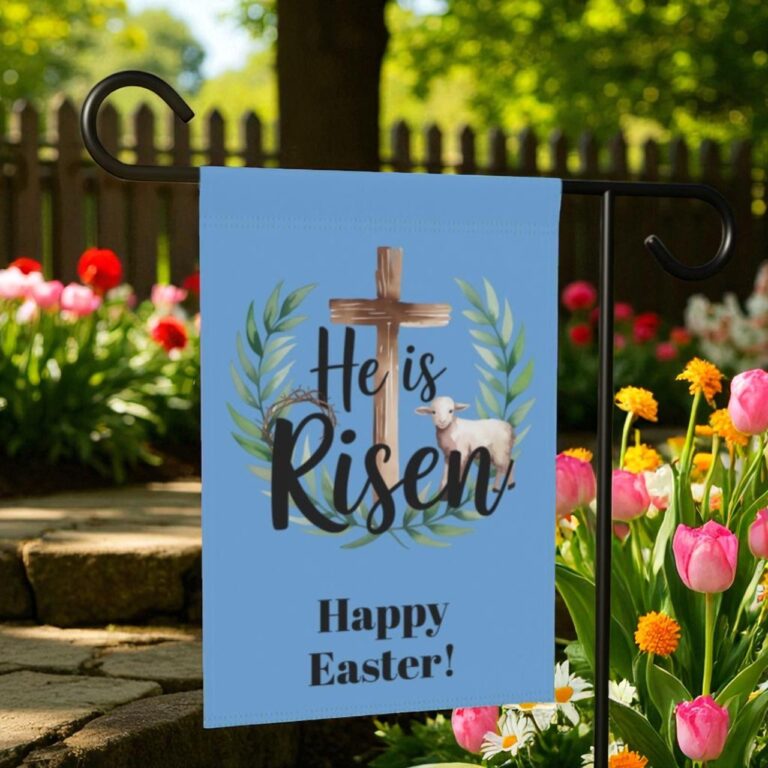 Easter Garden Banner, Religious Spring Decor
