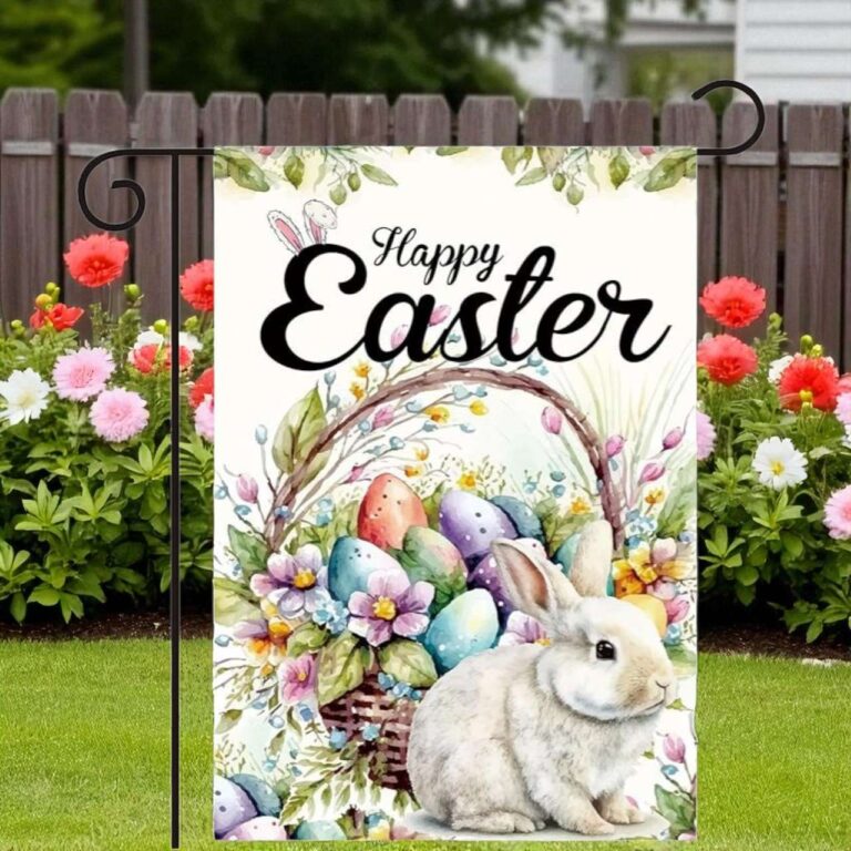 Easter Garden Flag Bunny Egg Yard Decor | Double-Sided Outdoor Flag