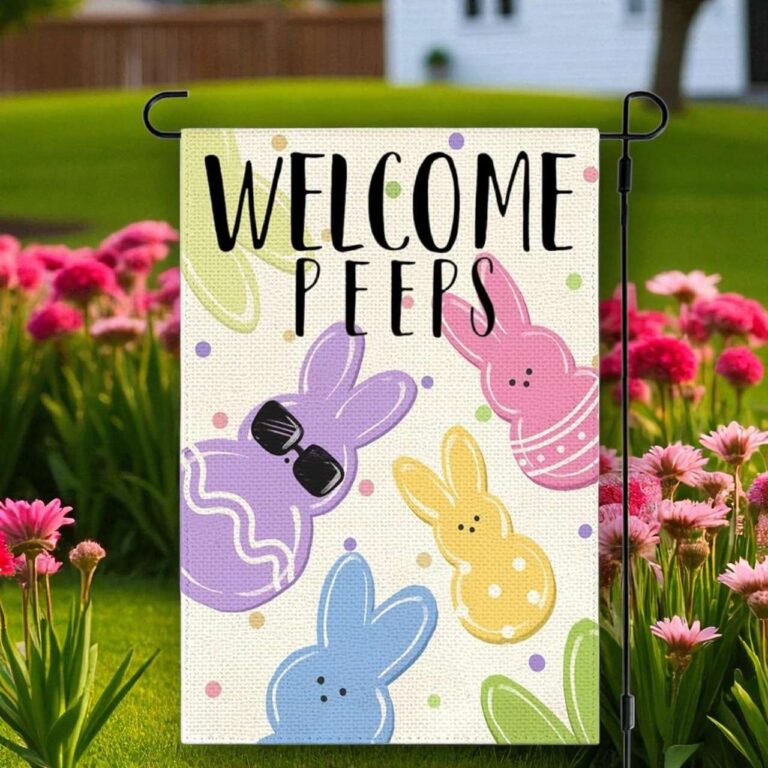 Easter Garden Flag Colorful Bunny Yard Decoration