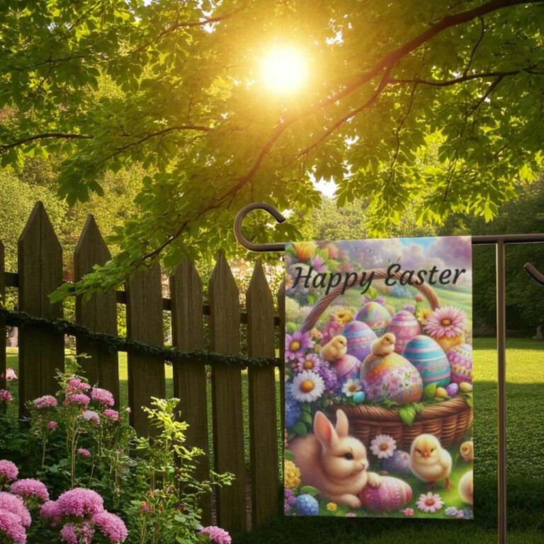 Easter Garden Flag, Happy Bunny & Eggs Banner