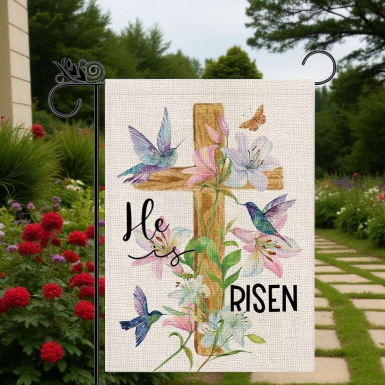 Easter Garden Flag He Is Risen | Christian Yard Decor