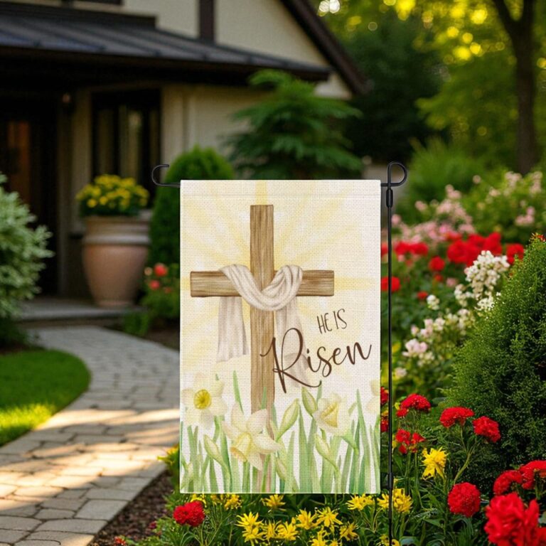 Easter Garden Flag, Religious Cross Decor