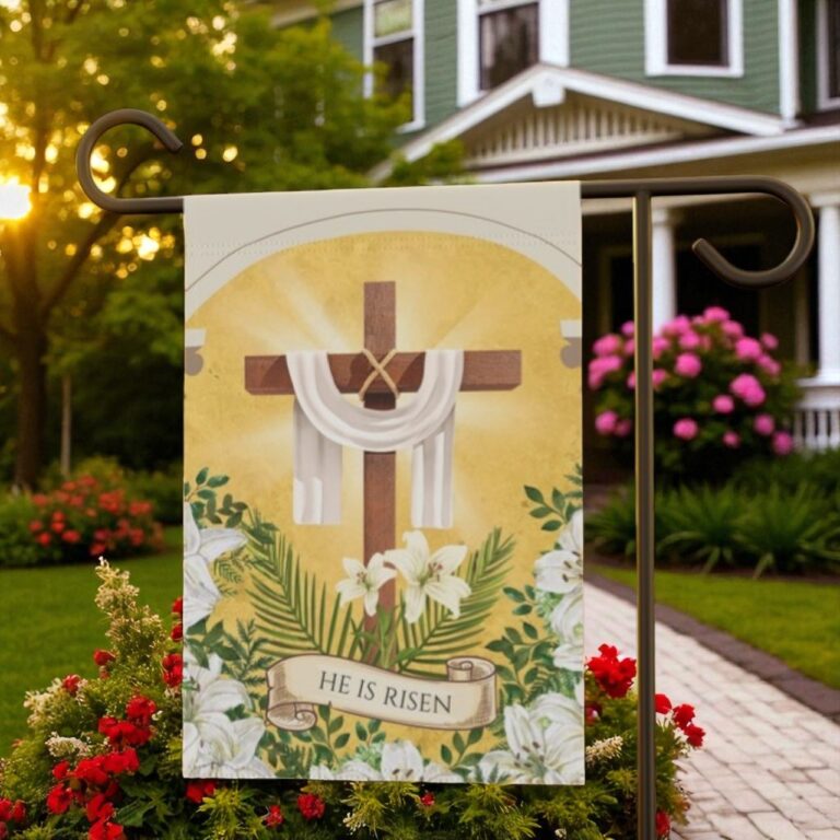 Easter Sunday Garden Flag, Jesus is Risen Banner