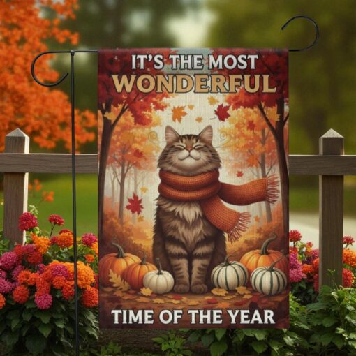 Fall Cat Garden Flag, Thanksgiving Porch Decor