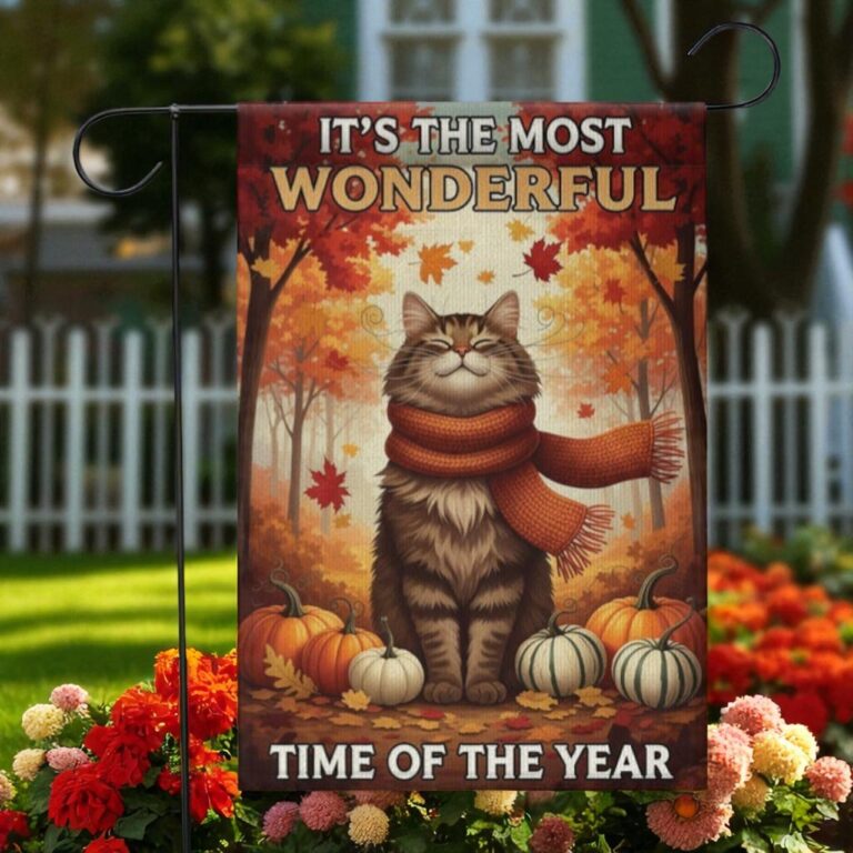 Fall Cat Garden Flag, Thanksgiving Porch Decor