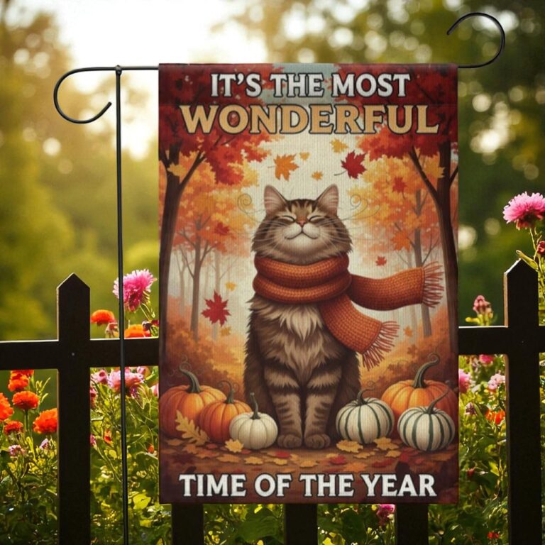 Fall Cat Garden Flag, Thanksgiving Porch Decor