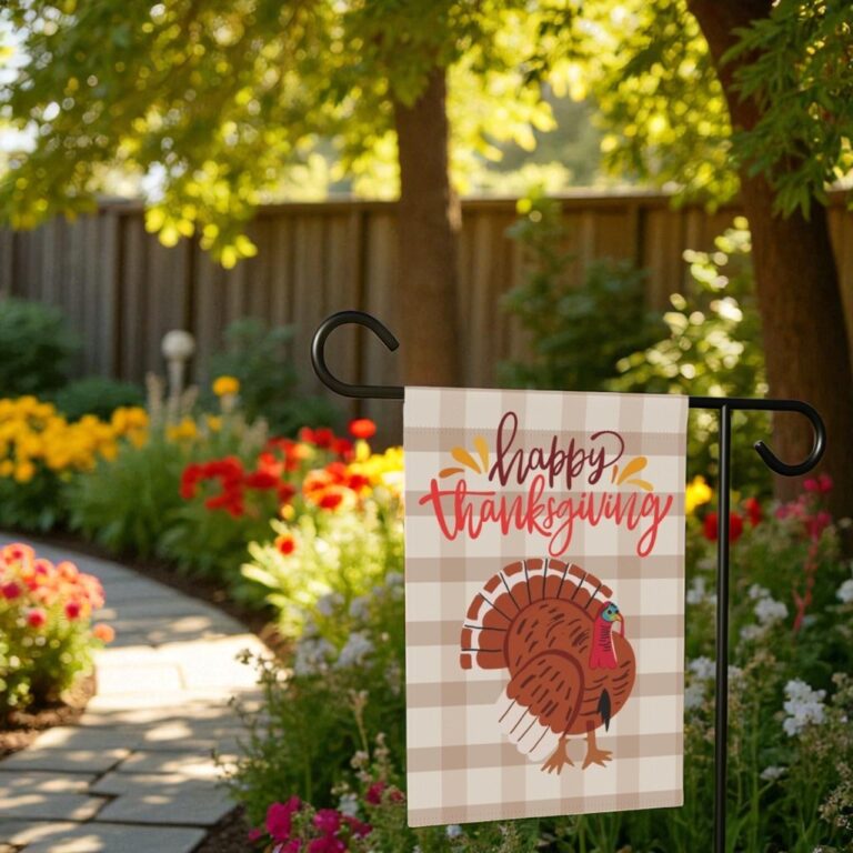 Happy Thanksgiving Flag, Thanksgiving Garden Decor