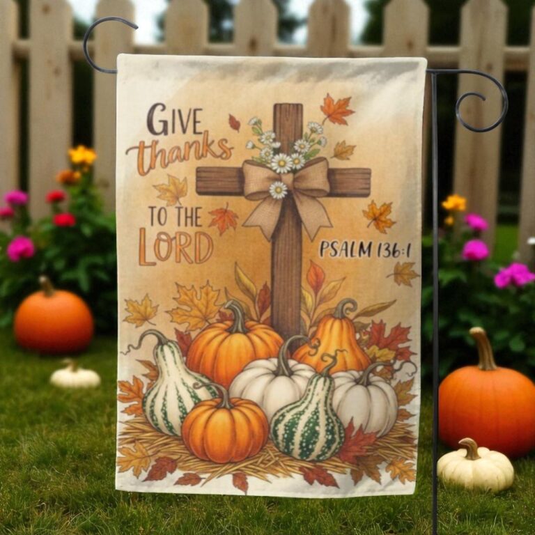 Fall Garden Flag, Christian Thanksgiving Decor