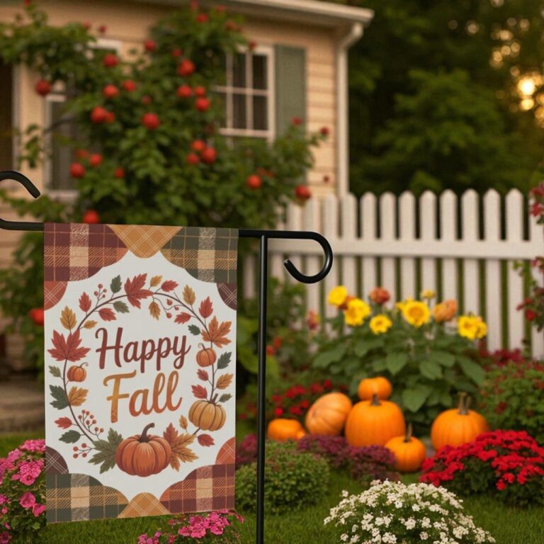 Fall Garden Flag, Rustic Autumn Porch Decor