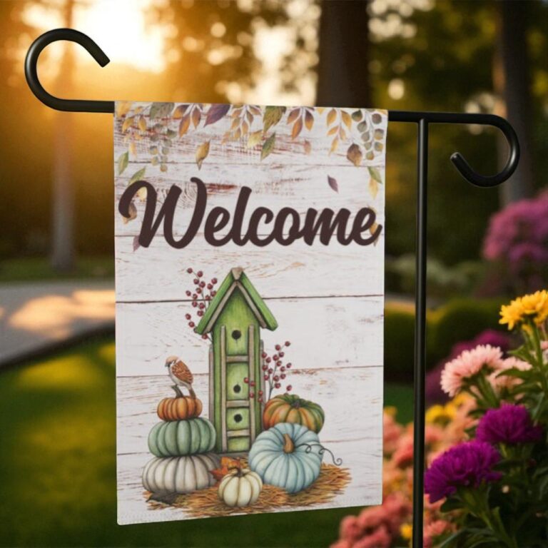 Fall Garden Flag, Rustic Pumpkin Porch Decor