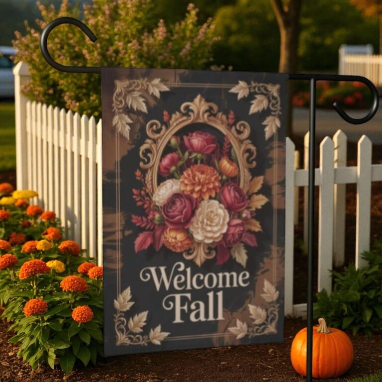 Fall Garden Flag, Vintage Autumn Cottagecore Decor