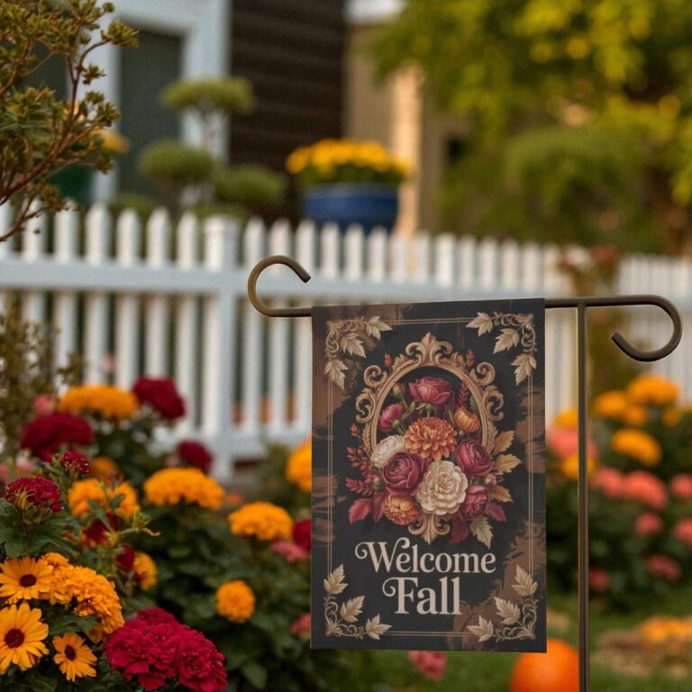 Fall Garden Flag, Vintage Autumn Cottagecore Decor