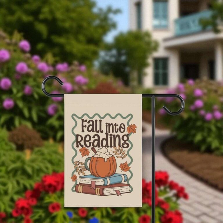 Fall Reading Garden Flag for Book Lovers | Cozy Autumn Decor